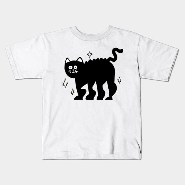 Black cat Halloween Kids T-Shirt by Mako Design 